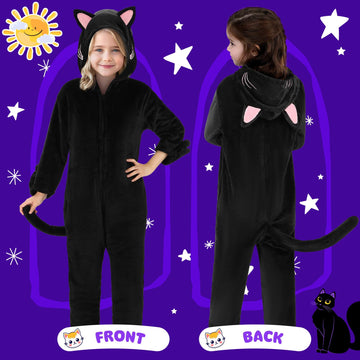 Joycover Cat Costume For Girls, Black Cat Costume For Girls Kids Dress Up, Onesie Cat Noir Costume, Role Play Halloween Costumes