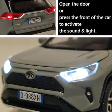 Toy Car Rav4 Model Cars Pull Back Toys Diecast Cars 1/32 Metal Collect Car With Light And Sound Pull Back For Boys Children Age
