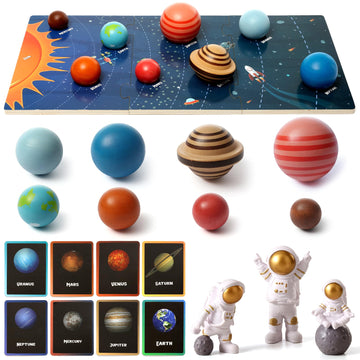 Wooden Solar System Model Board,Kids Solar System With Astronauts ,Montessori Planet Toys,Educational Planets Balls,Preschool Le