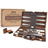AMEROUS Backgn Set 15 Inches Classic Board Game with Leather Case Folding Board Gift Package Portable Travel Strategy Backgn Game Set for mature-themeds Kids (Medium Brown)