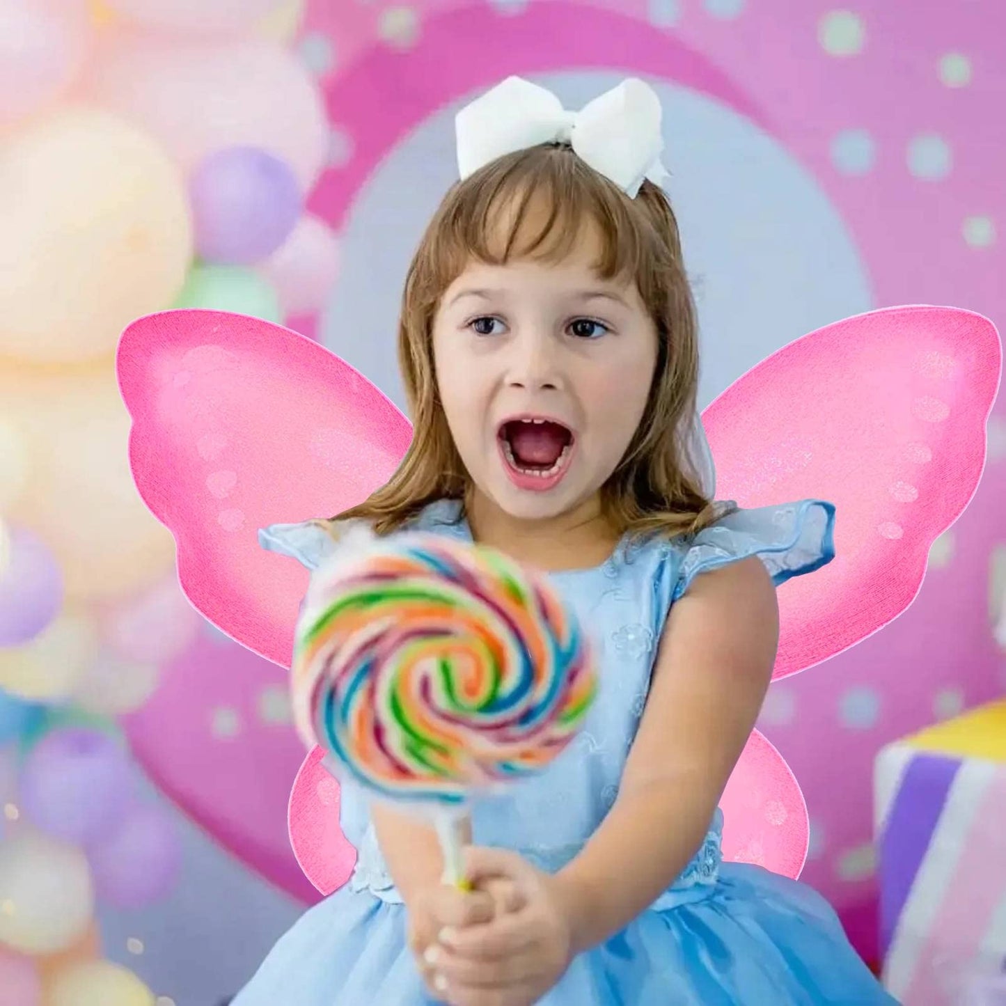 Nenmatte Fairy Girls Wings,Girls Butterfly Wing For Birhday Party,Sparkle Angel Wings Halloween Costume Dress Up For Kids Women