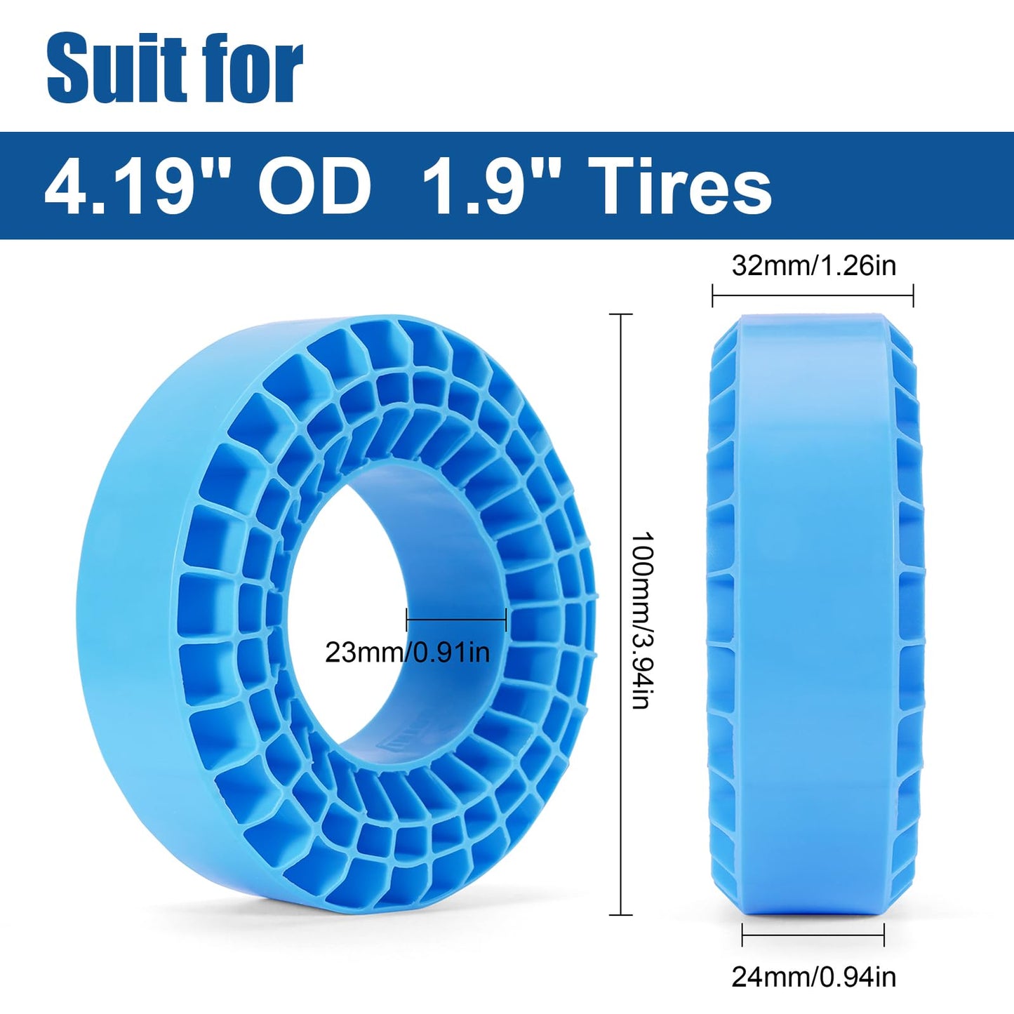 INJORA Silicone Rubber Inserts Foam for 106-108mm 1.9'' Tires(Small Blue)