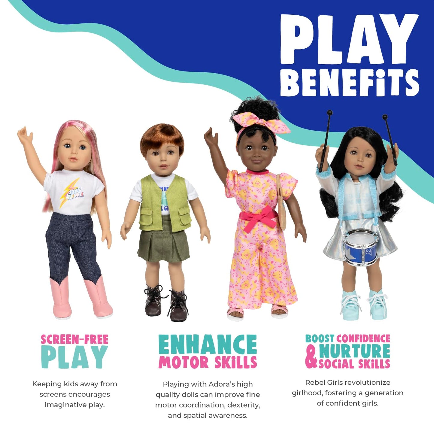 Adora 18 Rebel Girls Doll Collection - Inspired by Good Night Stories Rebel Girl Books - enhanced Quality Soft and Movable Doll Body with Realistic Features - Innovator