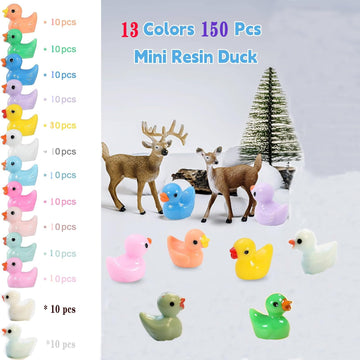 150Pcs Tiny Ducks 13 Colors Little Duck Small Plastic Ducks Miniature Duckies Mini Resin Ducks Bulk For Dollhouse Decor Micro Fa