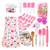 kkmon Kids Cooking and Baking Set - 34 Pcs Kids Chef Role Play Costume Set with Apron, Chef Hat, Mitt, Pastry Injector, Cookie C