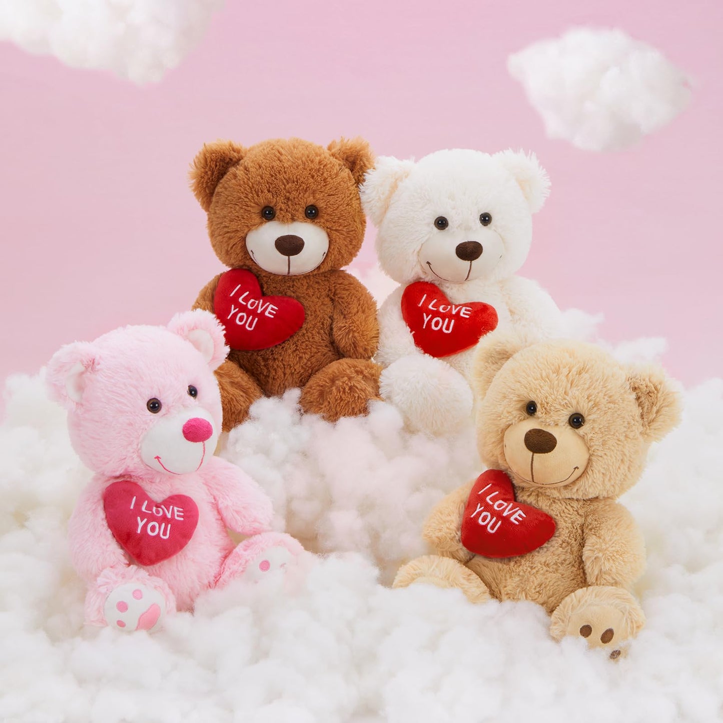 Maogolan Small Teddy Bear With Red Heart, I Love You Valentines Day Teddy Bear Stuffed Animal White,Velvet Red Heart Valentines