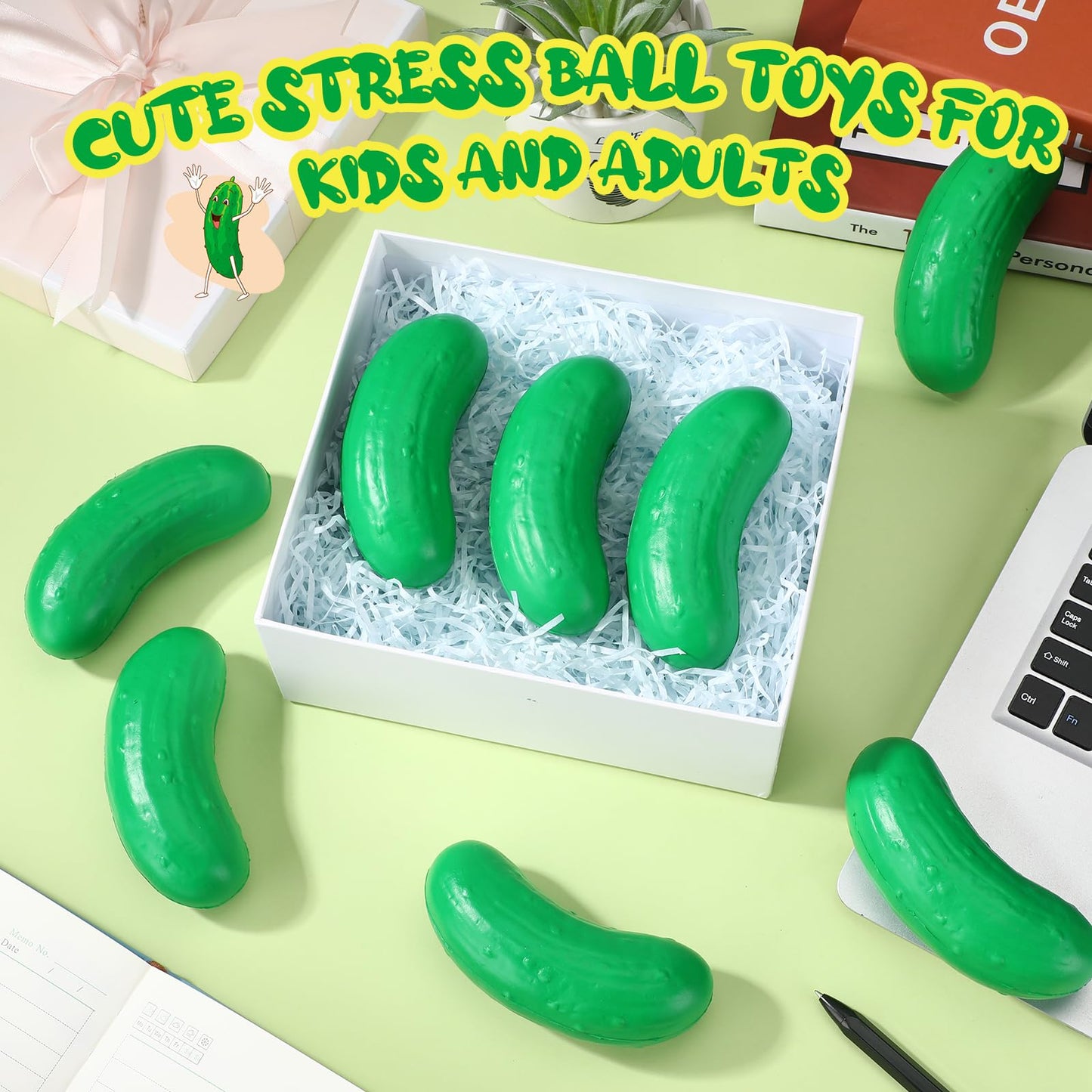 HyDren 20 Pcs Pickle Stress Balls Bulk Employee Appreciation Gifts Funny Pickle Toy 4.72'' Squeezable Balls Foam Stress Toy Reli