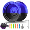 Professional Responsive Yoyo V8, Dual Purpose Yoyo For Kids Beginners, Metal Yoyo Replacement Unresponsive Yoyo Bearing For Adults And Advanced With 12 Yoyo Strings + Yoyo Case Bag(Black Blue)