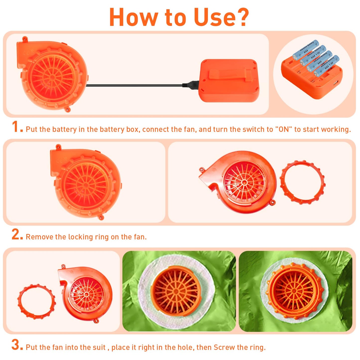 Inflatable Costume Fan Replacement, Dinosaur Pump Mini Blower Fan For Inflatable Costume Blow Up
