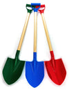 Mattys Toy Stop 31 Heavy Duty Wooden Kids Sand Shovels With Plastic Spade & Handle (Red Blue & Green) Complete Gift Set Bundle - 3 Pack -Like New