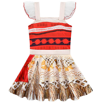 Aovclkid Girls Princess Costume Birthday Party Dress Halloween Cosplay Outfits With Accessories(3T,Red)