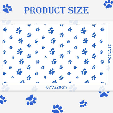 QUERICKY 4 Pack Puppy Paw Print Tablecloths, 51x87 Plastic Disposable Table Cover for Pet Themed Party Decorations for Cat Dog