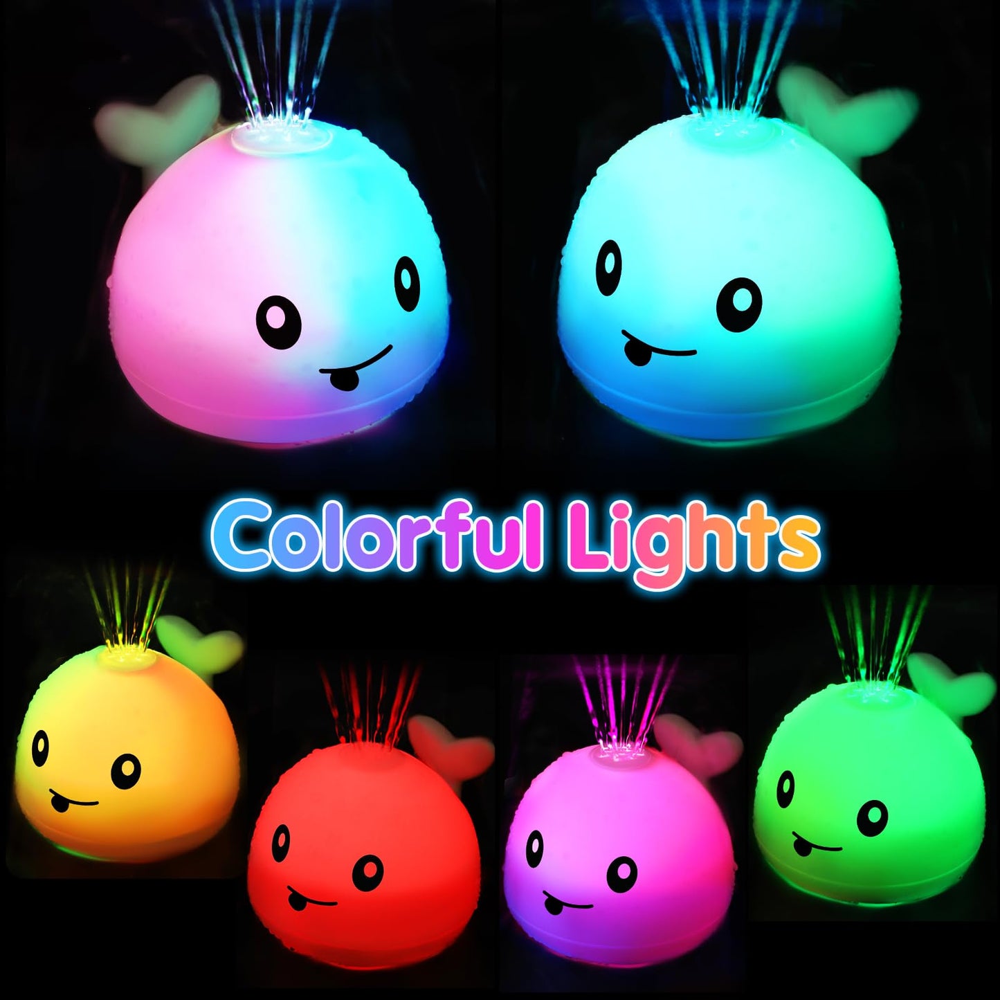 Gigilli Upgraded Baby Bath Toys, Rechargeable Light Up Bath Toys For Kids 1-3, Baby Toy 6-12 12-18 Months Whale Bath Toy Sprinkler, Fountain Bathtub Toys Toddler Newborn Birthday Easter Baby Gifts