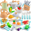 TIKJOYFUL 42Pcs Play Kitchen Accessories, Kids Kitchen Pretend Play Toys with Play Pots and Pans, Utensils Cookware Toys, Play F