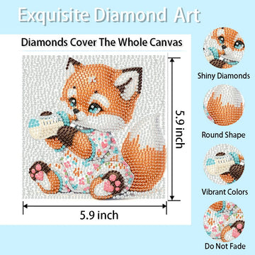 FQOVKYN 4 Pcs Baby Animals Diamond Art Kits for Kids, Cute Animals DIY Diamond Arts Mosaic Kits for Adults Beginner, Full Round