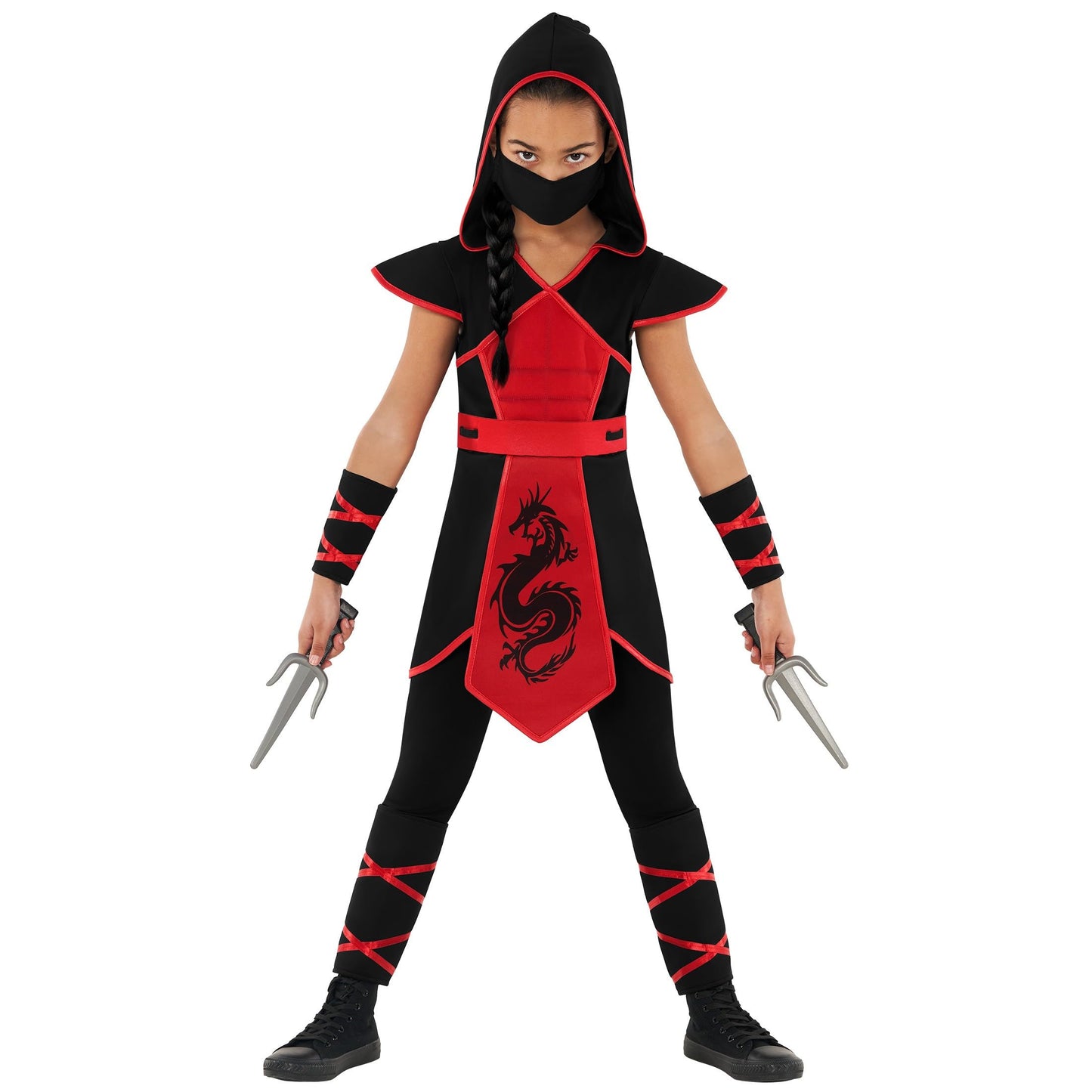 Morph - Ninja Costume For Girls -Girls Ninja Costume -Red Ninja Costume - Girl Ninja Costume- Kids Ninja Costume- Girl Ninja L