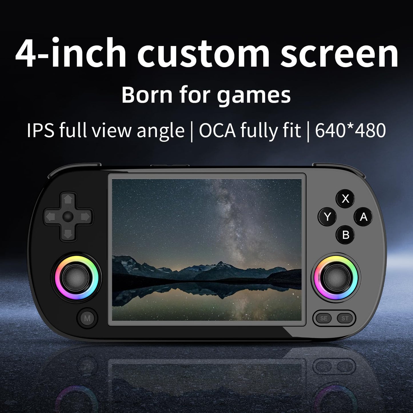 FINGEREVO RG40XXH Handheld Game Console 4.0-in 640 * 480 IPS Screen 3200mAh 64Bit System Black