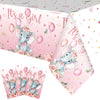 3 Pack Baby Shower Tablecloths Elephant Plastic Rectangle Baby Shower Table Covers for Boy Girl Gender Reveal Birthday Baby Show
