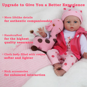 CHAREX Reborn Baby Doll - 22" Realistic Soft Vinyl Newborn Toy for Kids, Pink