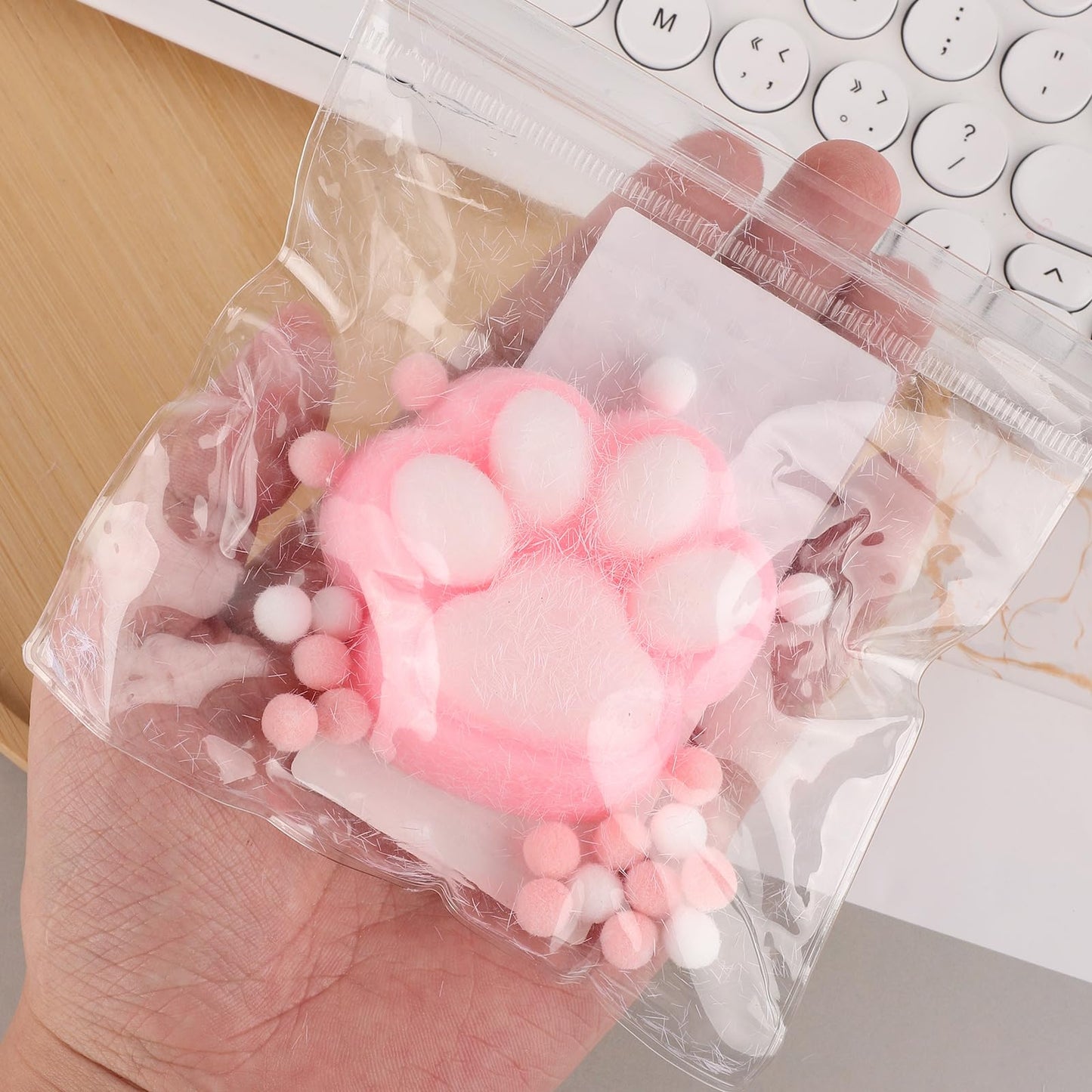 Peutier Cat Paw Squeeze Squishy Toys, Plastic Taba Soft Cat Paw With 10 Mini Balls Novelty Kawaii Jelly Kitty Paw Soft Stress Re