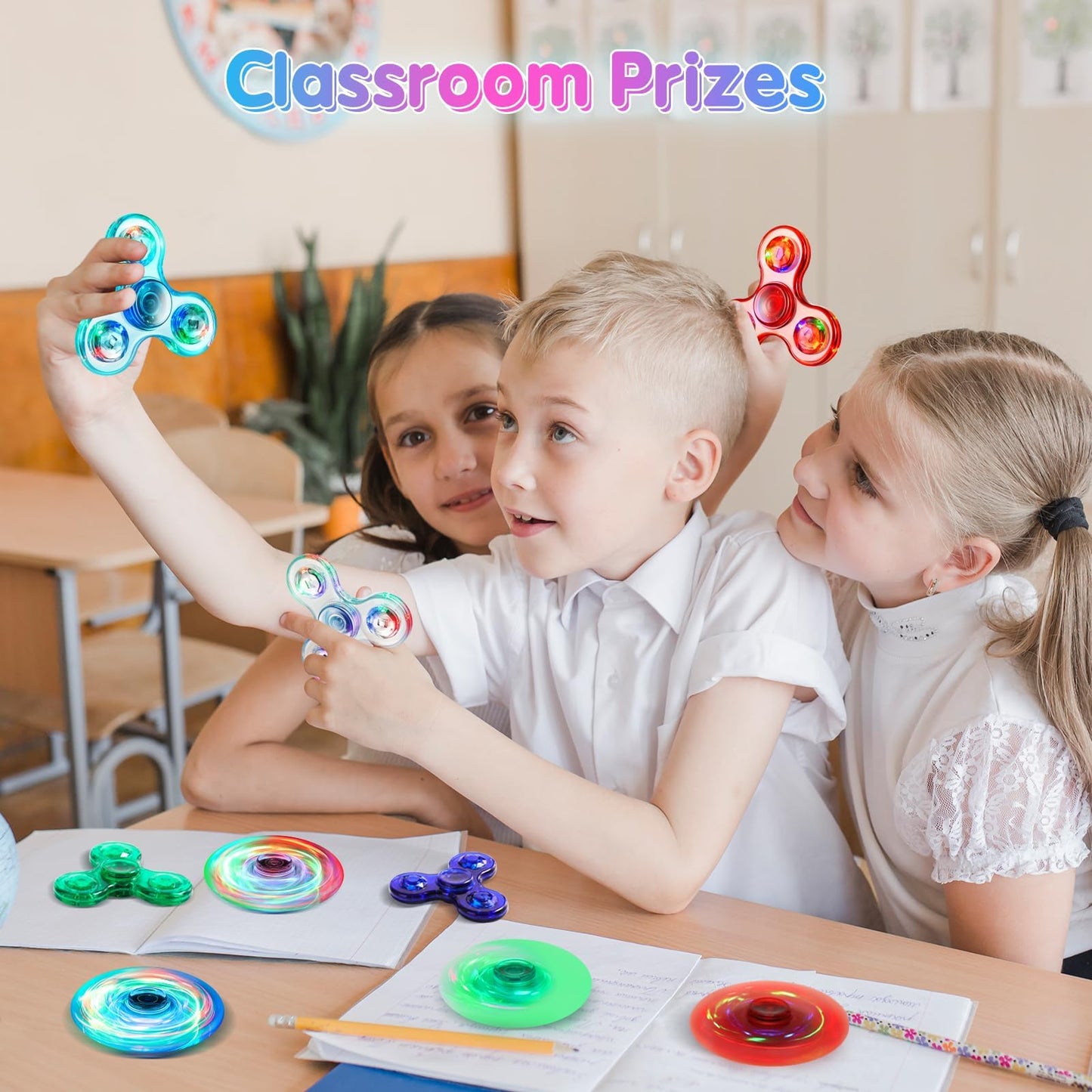 Fidget Spinner for Kids 2 PCS, Light up Sensory Fidget Toys Adults Kids 4-8-12 with Autism ADHD, Anxiety Toys Stress Relief Teen