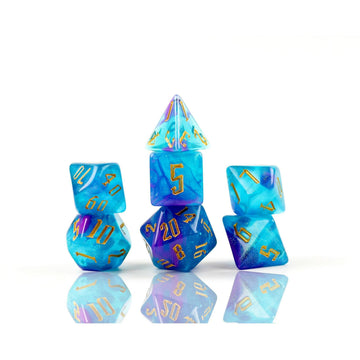Cerulean Nebula Polyhedral Dice Set