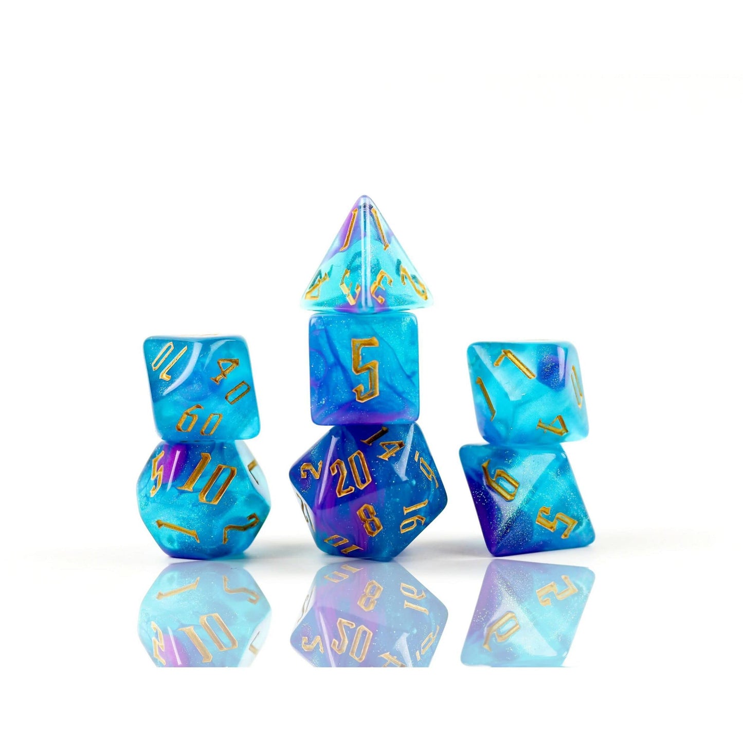 Cerulean Nebula Polyhedral Dice Set