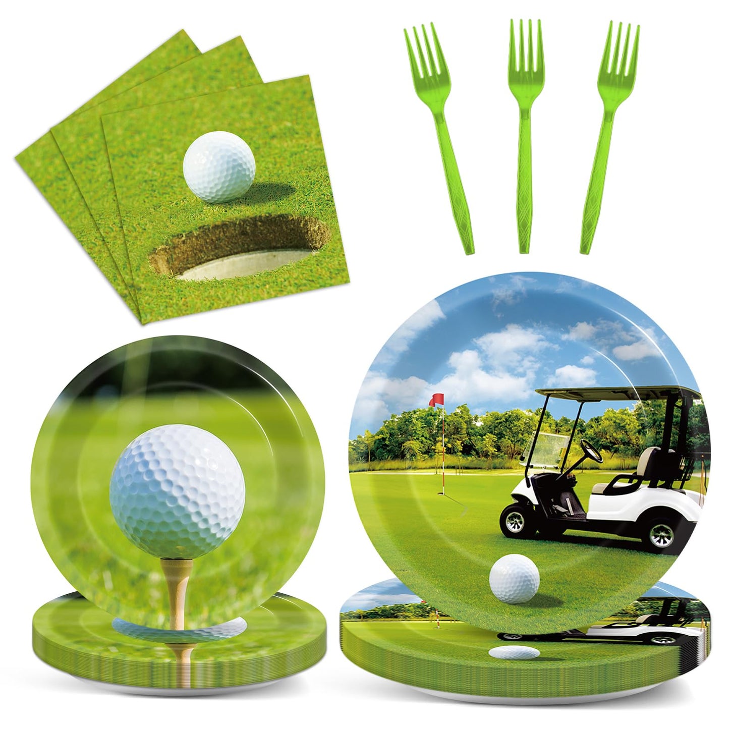 96 Pcs Golf Party Supplies Paper Plates Napkins Golf Party Birthday Tableware Kit Decorations Favors For Men Women Serves 24