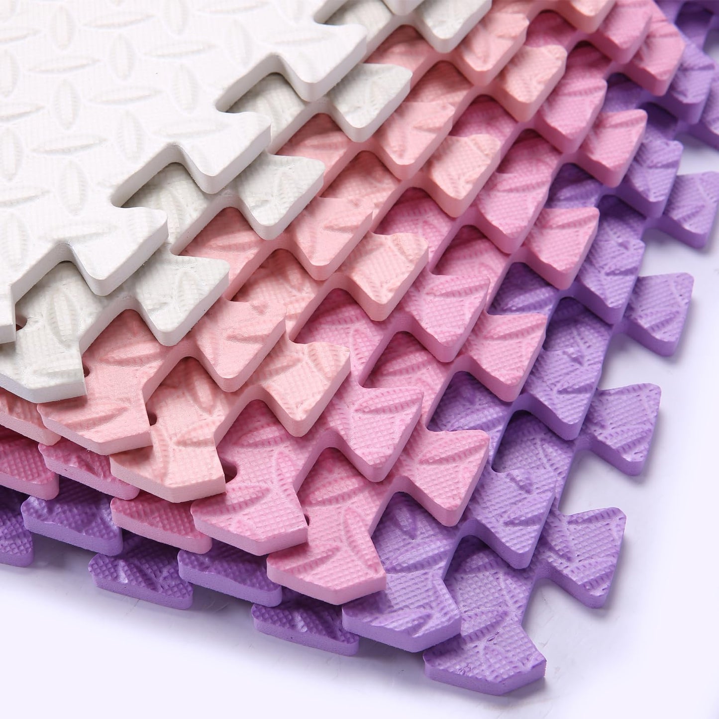 Foam Play Mat For Baby, 0.4 Inch Thick Foam Interlocking Floor Mats, Soft Non-Toxic Baby Playmat, Solid Colored Puzzle Play Mat Kids Floor Mats, 16 Tiles, White/Purple/Pink/Loli Pink