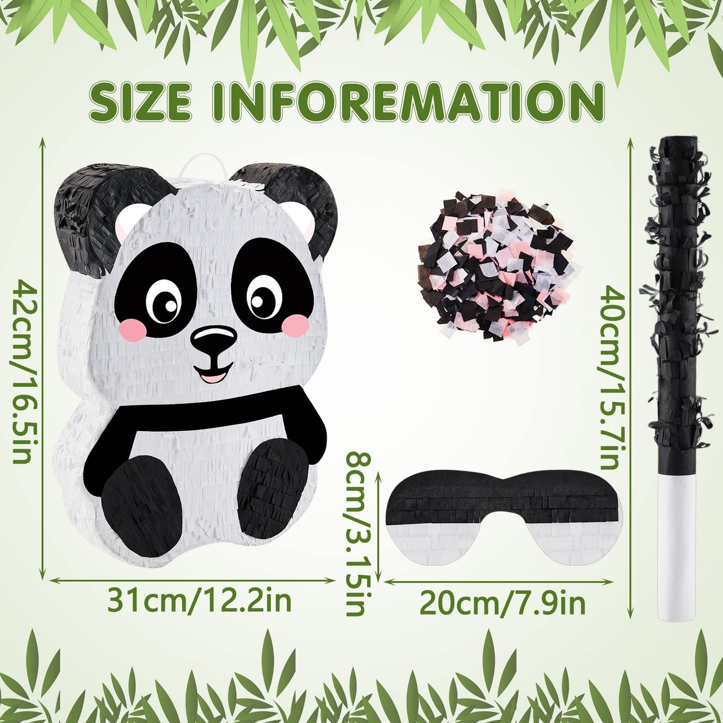 Lewtemi Piñatas For Birthday Party Colorful Piñata With Stick, Blindfold, Confetti For Adults Birthday Baby Shower Party Supplies(Panda Style)