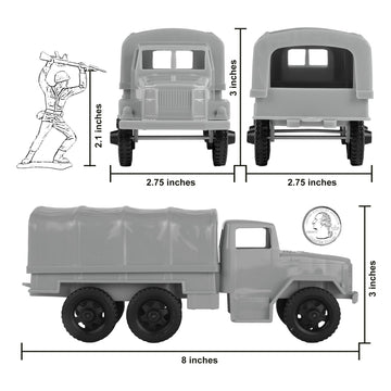 TimMee Plastic Army Men Trucks - Gray M34 Deuce and a Half Cargo Vehicles US Made