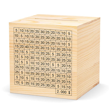 Hchangen Wooden Savings Challenge Box For Adults Kids, Wood Coin Piggy Bank, Must Break To Open Cash Savings Box For $2000 Targe