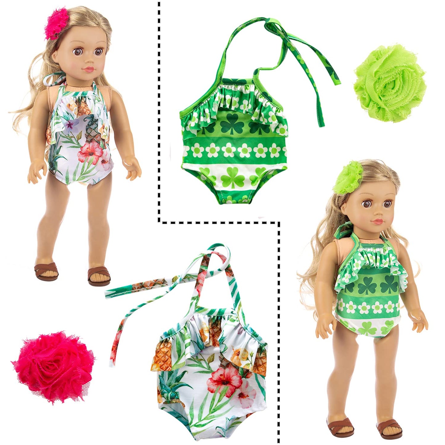 Zita Element 24 Pcs American Doll Clothes For 18 Inch Doll Clothes And Accessories - Doll Clothing Outfits Dress Swimsuits Tights For 18 Inch Dolls