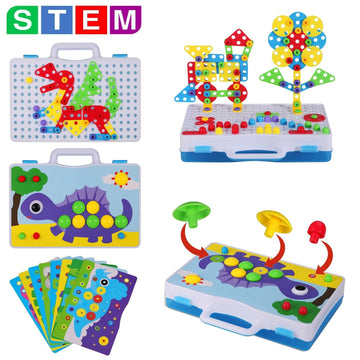SUPSTEM STEM Drill & Build Toy Set for Kids 3-8 - 224-Piece Educational Kit with Electric Drill & Screwdriver, Multicolor Construction Toys