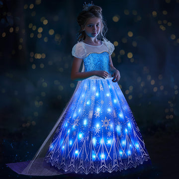 Davvew Princess Dresses For Girls Halloween Light Up Princess Costume For Little Girls Christmas Toddler Princess Dress Up Cloth