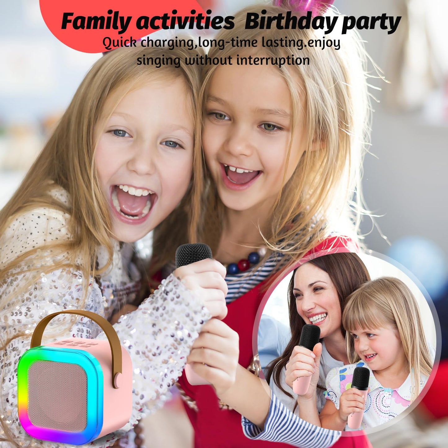 OUTUVAS Kids Karaoke Microphone Machine Toy, 4-12 Years Old Girls Christmas Birthday Gift for Girls, Karaoke Toys Gifts for Girl