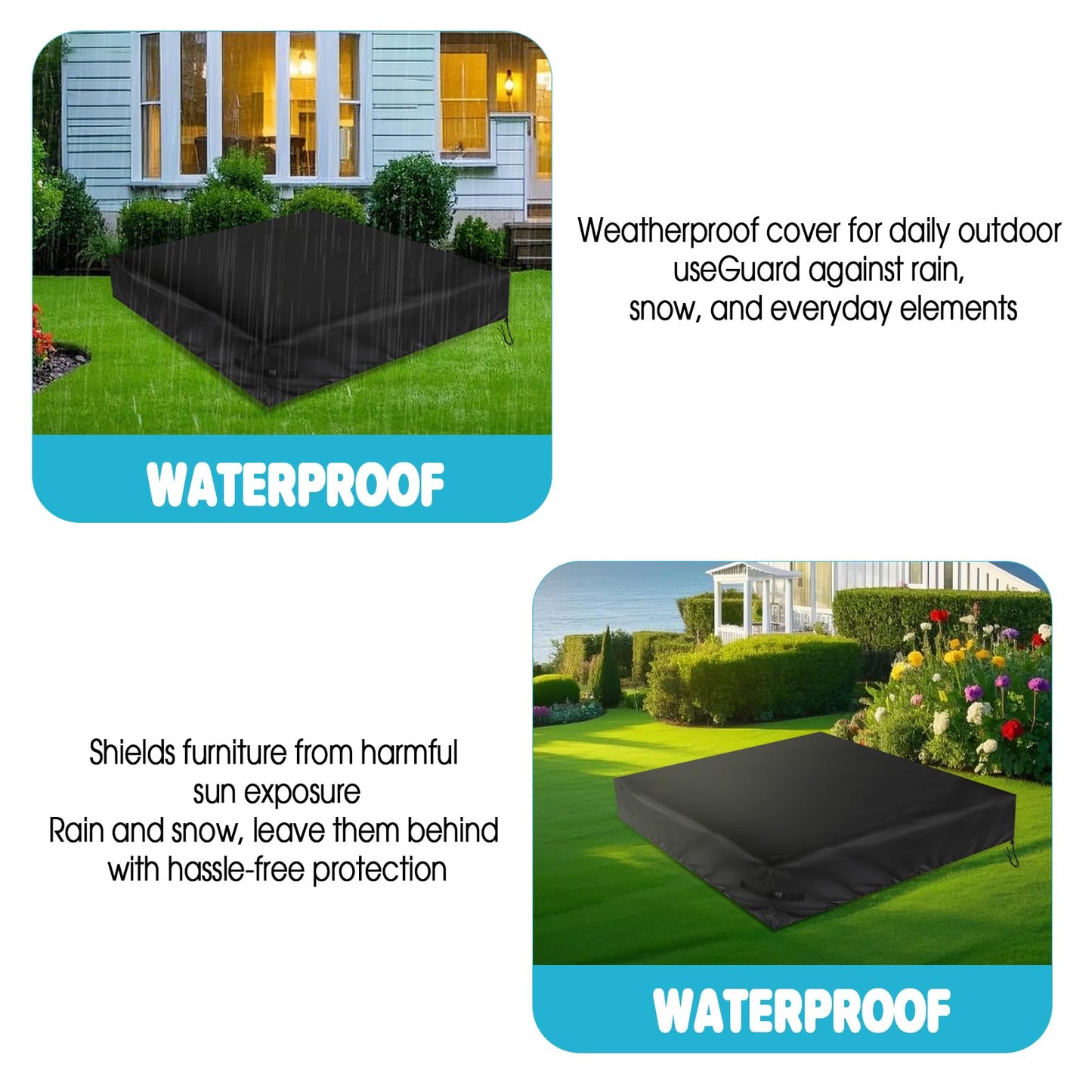 Fizentia Sand Box Cover,500D Waterproof Sandbox Cover,Heavy Duty Outdoor Cover Fits 61'' L X 61'' W Sand Box With Lid,Wooden Or