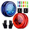 Looping Yoyo Responsive Yoyo For Kids Beginners, Starter Yo-Yo 2A Loop Yo Yo Easy To Play Basic String Tricks (D1 Blue + Red)
