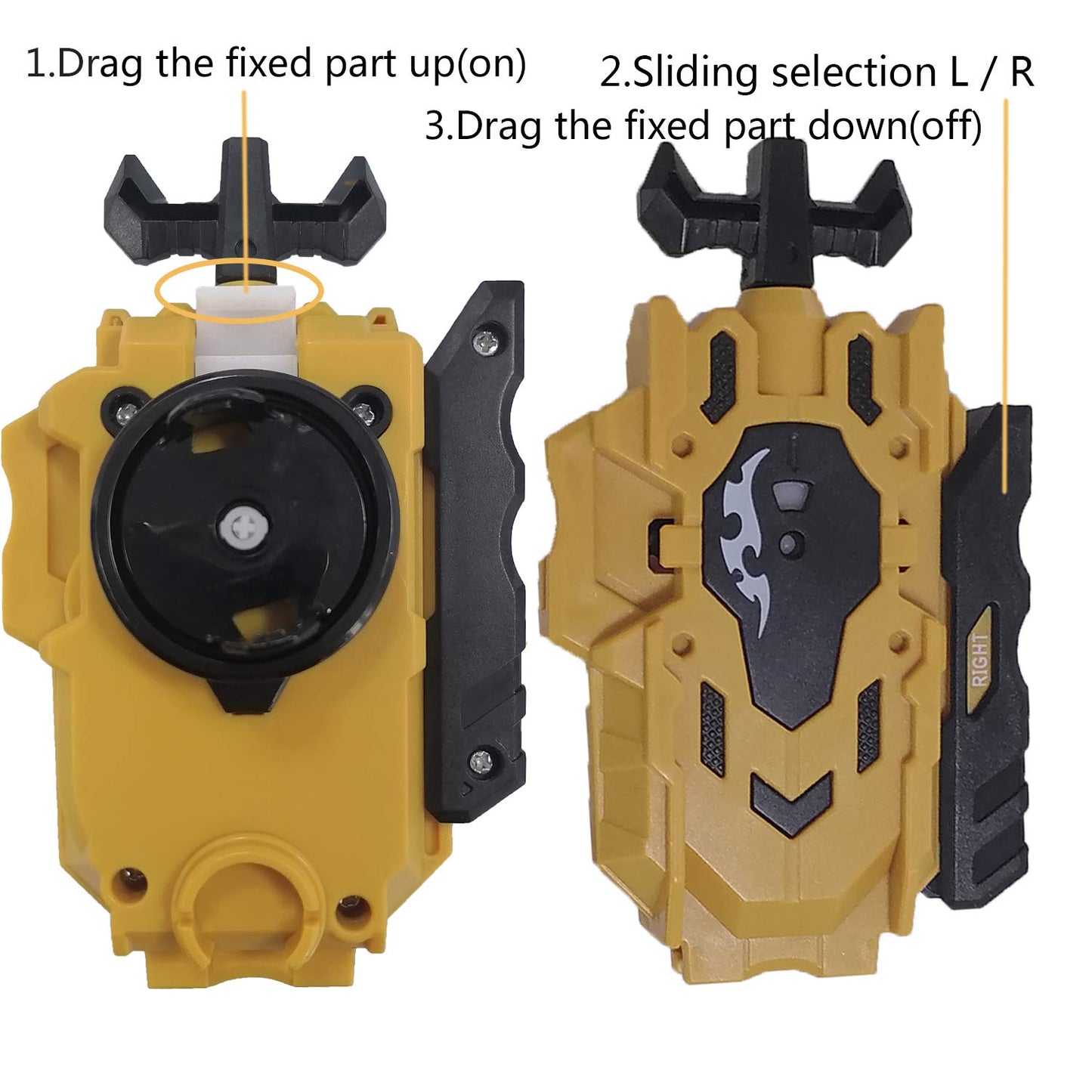 Speder Bey Gyro Blades Launcher And Grip, Light Sparking Battling Burst String Launcher Gyro Left&Right Lr Spin Top Compatible With All Bey Burst Series Battling (Gold)