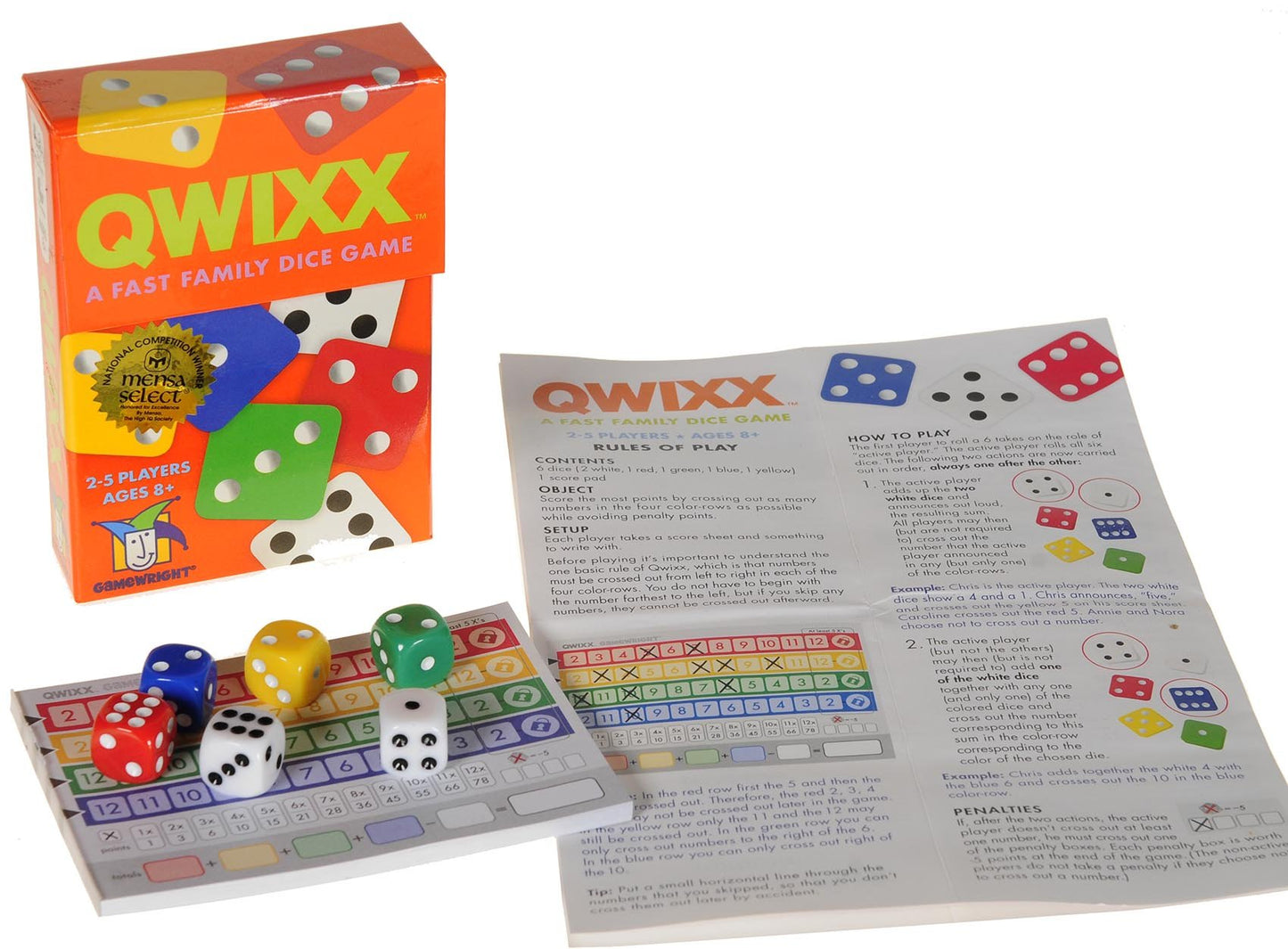 Deluxe Games And Puzzles Qwixx Dice Game, 2 Replacement Scoresheet Packs, Red Velvet Drawstring Pouch, Bundled Items