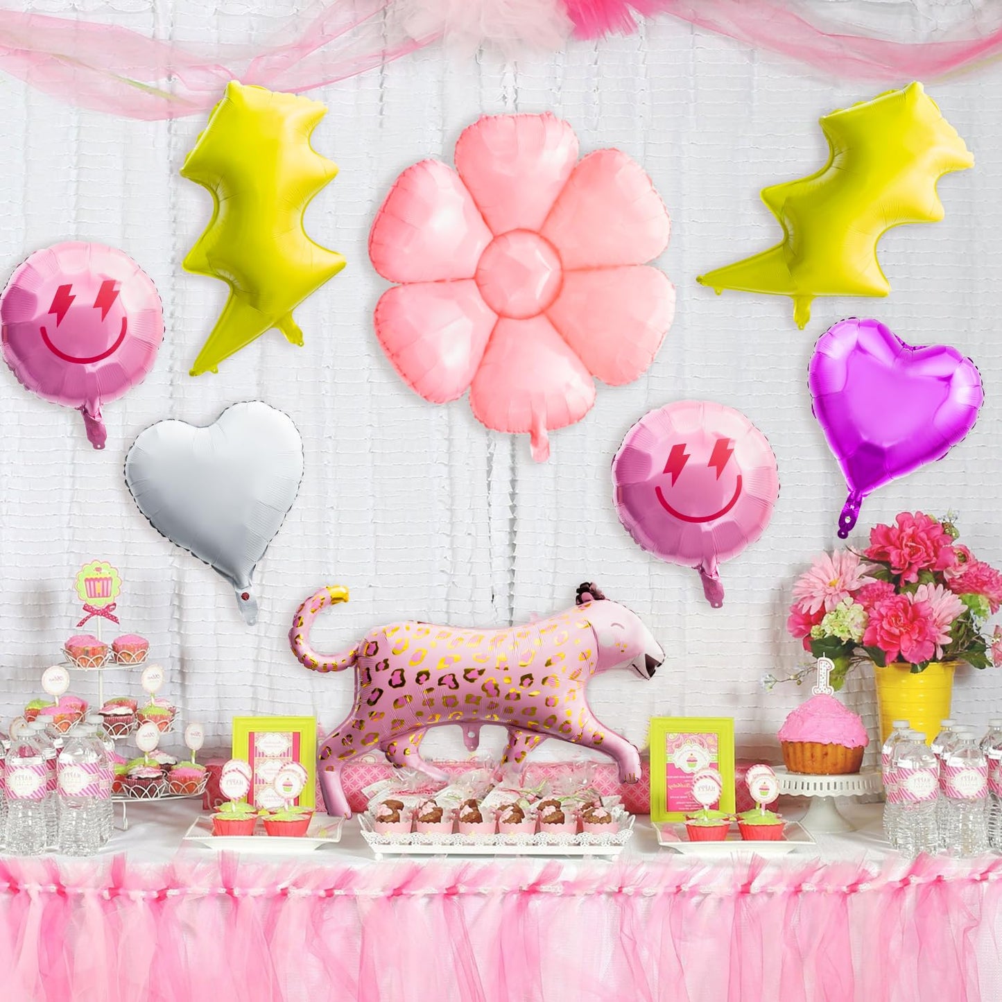 Wood Homing 8Pcs 18 Inch Smile Party Preppy Helium Balloons Pink Smile Face Helium Balloons Smile Face Theme Birthday Party Deco