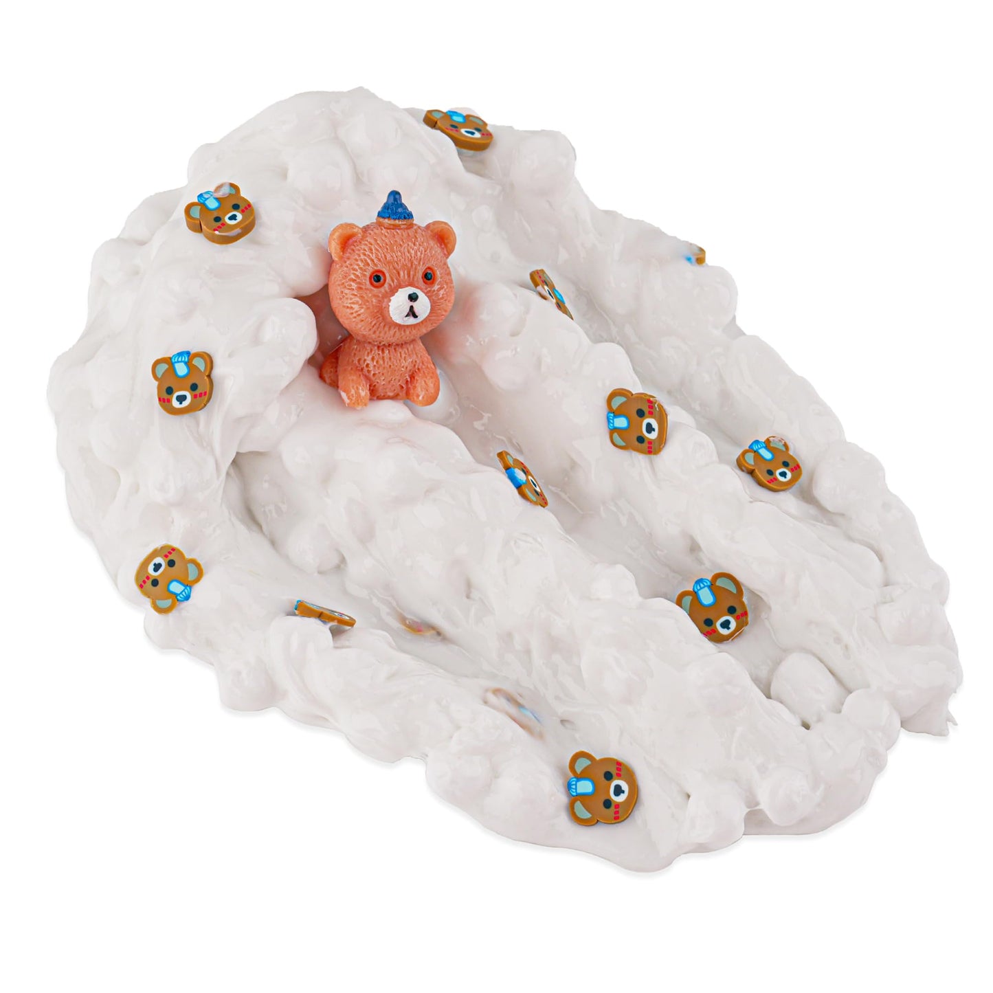 White Foam Slime with Bear Charm - Stretchy Crunchy Slime Party Favors & Sensory Toys for Girls & Boys Gifts