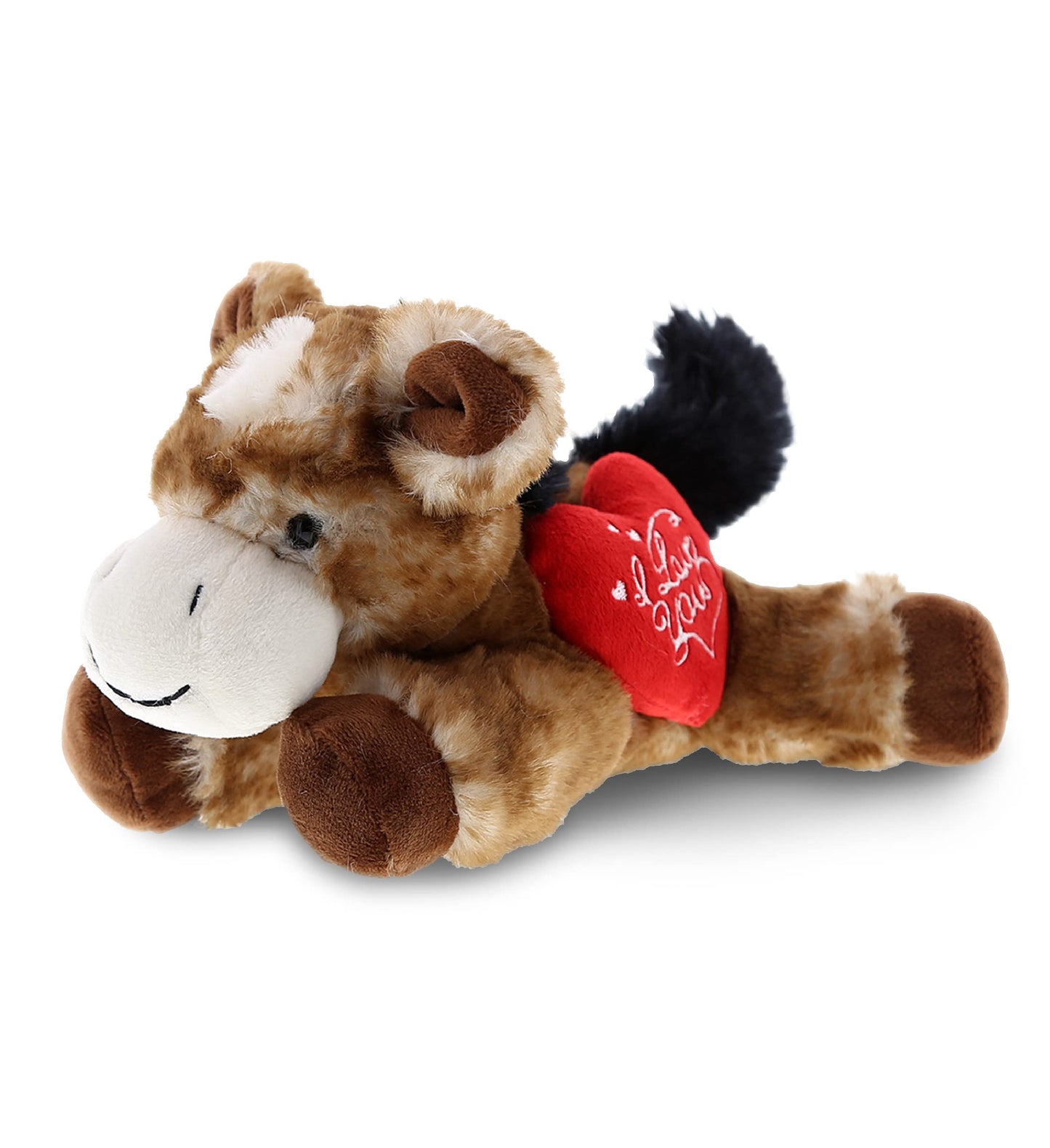 Dollibu I Love You Valentine Plush Lying Brown Donkey - Cute Stuffed Animal With Red Heart And Name Personalization Gift For Valentines Day, Birthday, Anniversary - 9 Inches