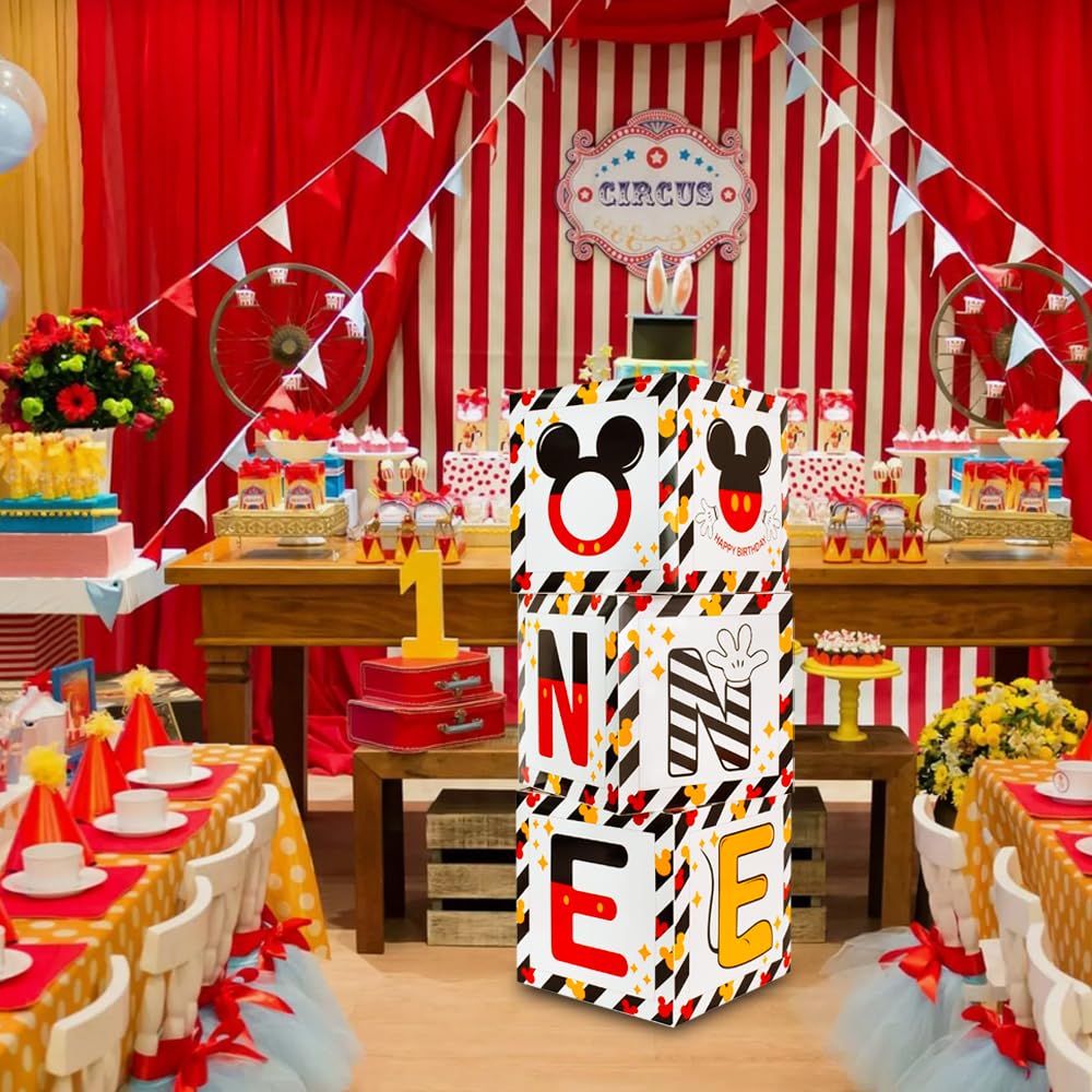 Toniful Mouse 1St Birthday Party Supplies Red Yellow Black Balloon Box With Letters