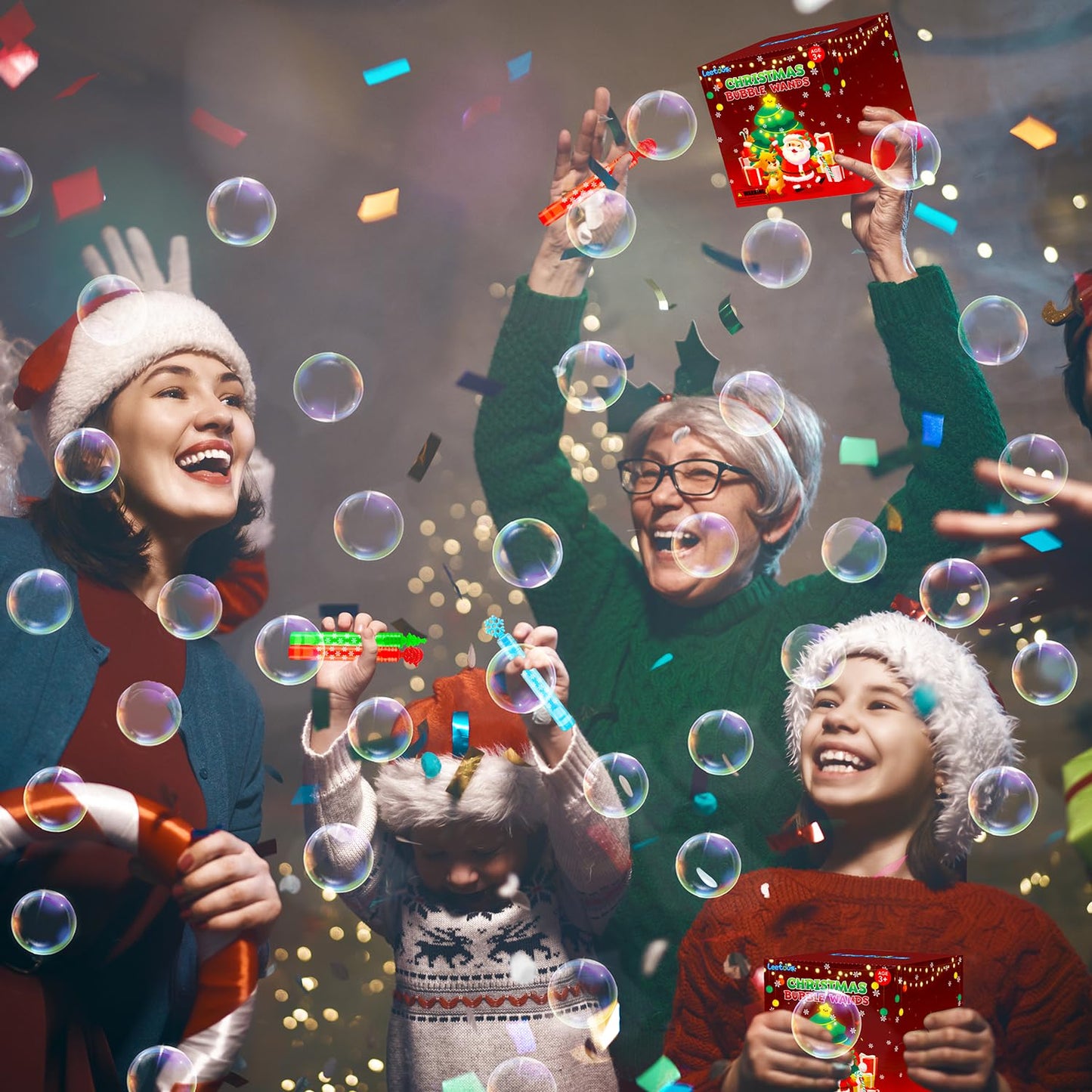 Christmas Small Bulk Classroom Toys Gifts For Students,Mini Bubble Wands Toys 64 Pack, Christmas Party Favors Supplies For Kids,