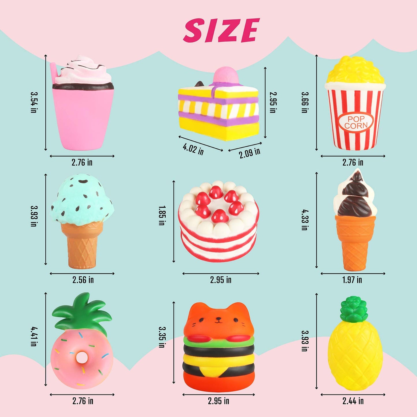Slow Rising Jumbo Squishies Toys Set - 9 Pack Soft Kawaii Squishy Hamburger Popcorn Cake Ice Cream Donut Stress Relief Squeeze Toy For Boys And Girls