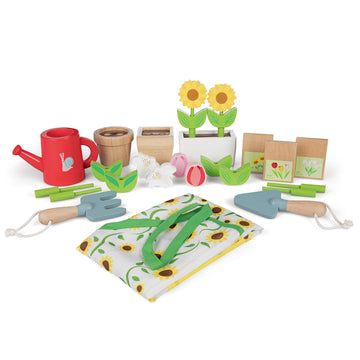 Svan Wooden Toy Gardening Center Playset - 22 Pc Indoor Garden Set with Flowers & Tools - Interactive Pretend Play for Kids