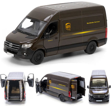 KiNSMART Metal Die Cast Model Toys Set of 2 - UPS Mercedes-Benz Sprinter & USPS Grumman LLV, 5 Inch, Multicolor