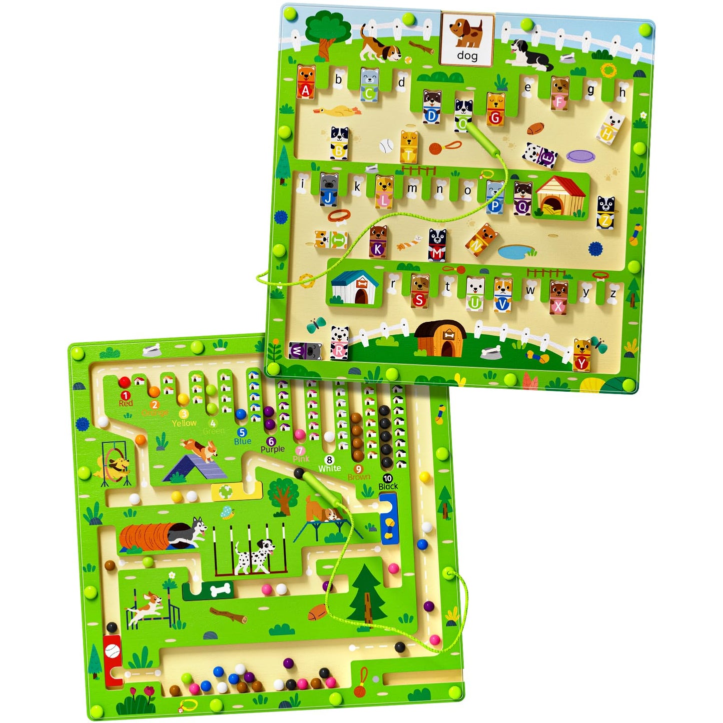 2 In 1 Magnetic Color And Number Maze Magnet Alphabet Counting Dog Puzzle Double Sided Board Fine Motor Skills Montessori Educat