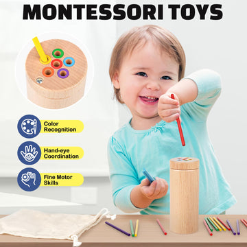 Vanplay Montessori Toddler Toys for 2 3 Year Old Color Matching Fine Motor Toys for Toddlers 3 Sensory Toys Wooden Educational Toys for 2 Year Old
